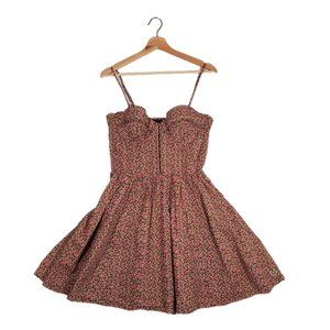 Pink Victoria's Secret (Y2K) Pink Floral Corseted Dress Sz. Large